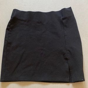 Black Cotton Mini Skirt with slit